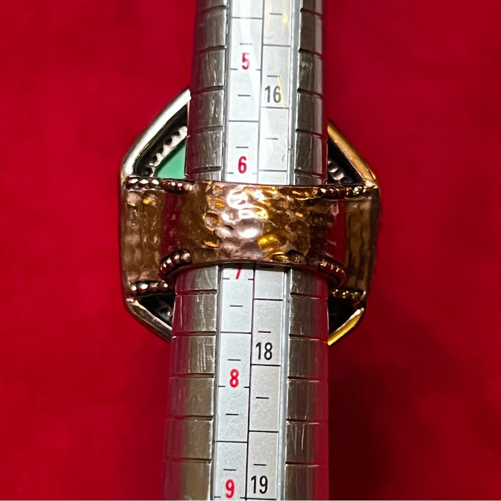 Barse Green Stone Statement Ring - image 2